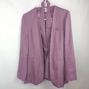 NWT Lattelier Faux Halter Linen Blazer Single Button Closure Dusty Purple Sz. XS